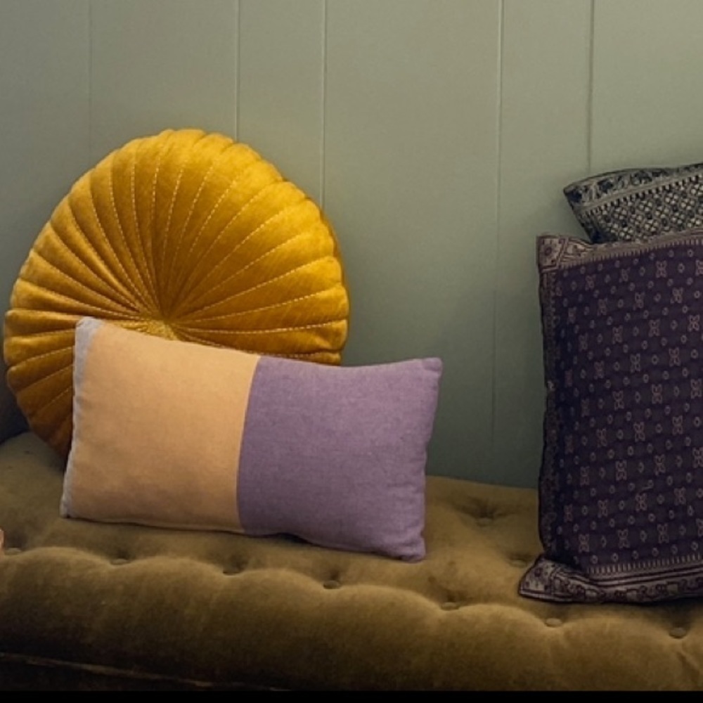 Purple + Gold Color Block Nap Pillow Lumbar Pillow Organic Cotton Loom Weave Zip